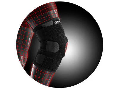 Стабілізуючий бандаж на колінний суглоб з 4 спіральними ребрами жорсткості