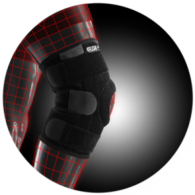 Стабілізуючий бандаж на колінний суглоб з 4 спіральними ребрами жорсткості